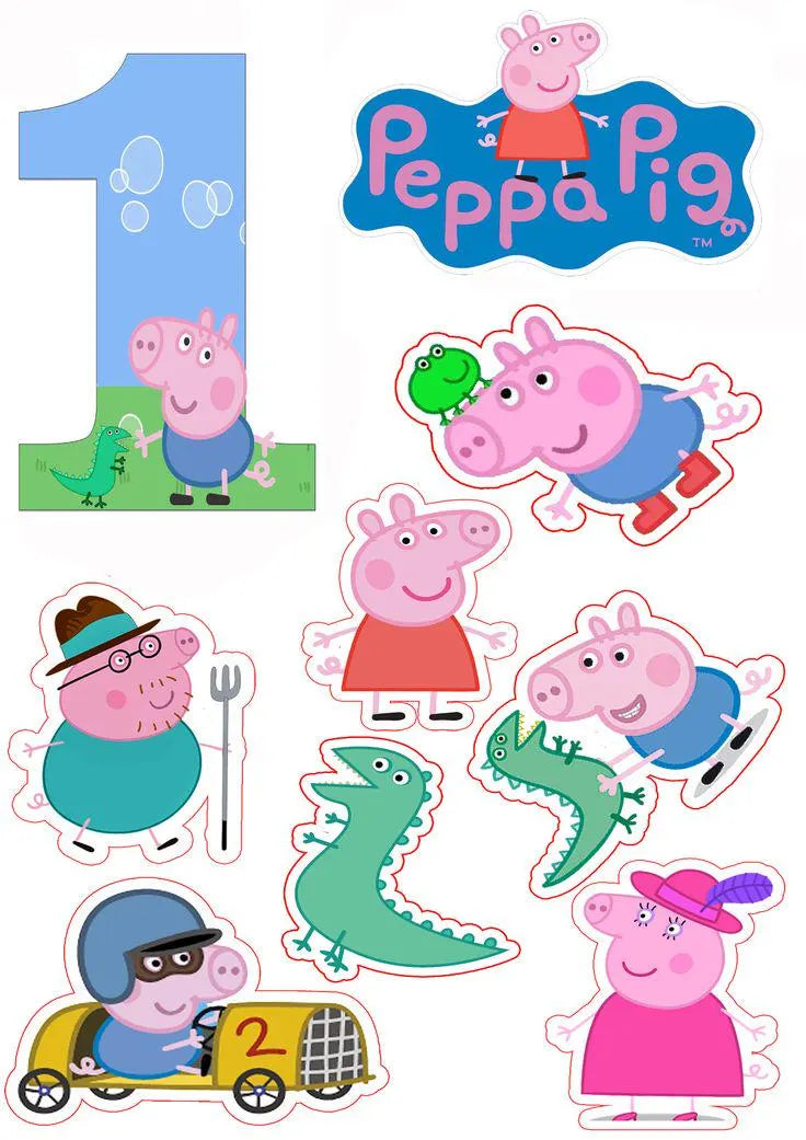 Pink pig edible cake topper design 3, available in wafer paper or icing sheet.
