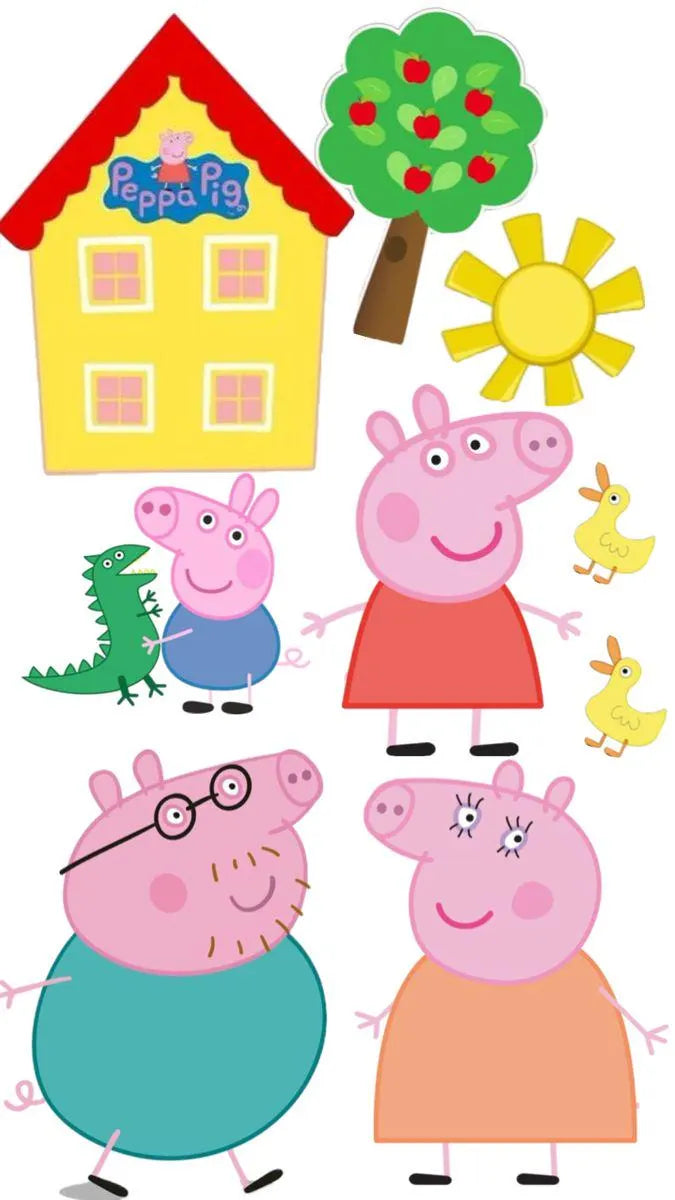 Pink pig edible cake topper design 5, available in wafer paper or icing sheet.