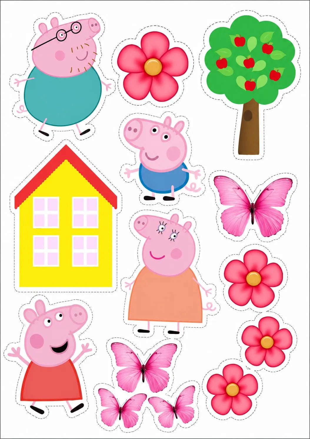 Pink pig edible cake topper design 9, available in wafer paper or icing sheet.