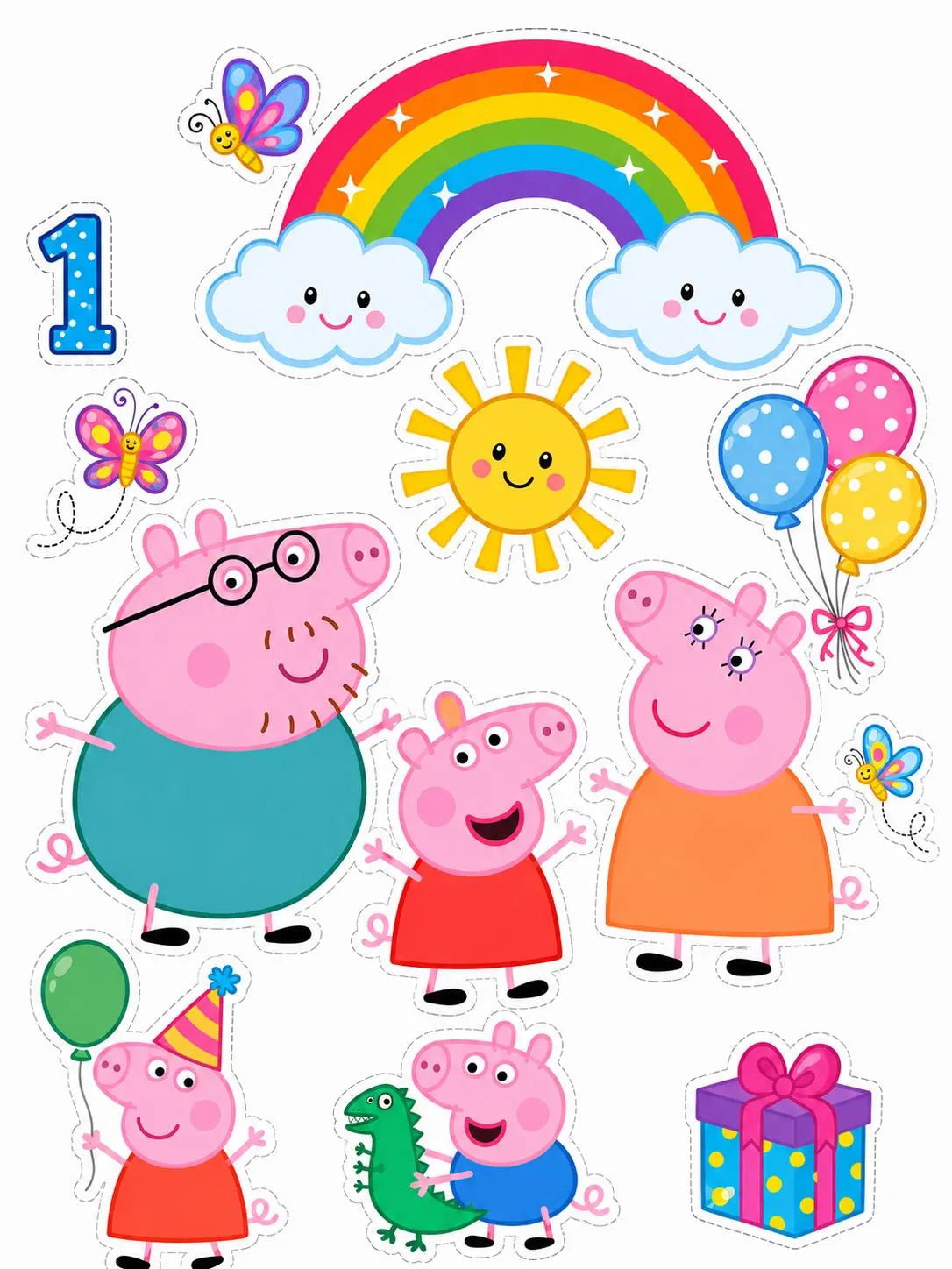 Pink pig edible cake topper design 13, available in wafer paper or icing sheet.