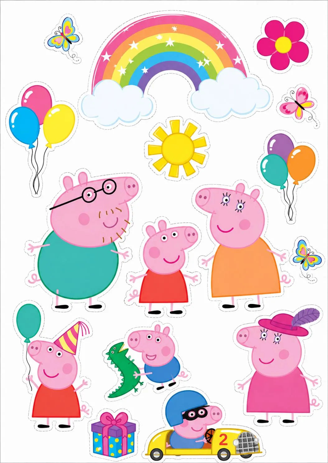 Pink pig edible cake topper design 14, available in wafer paper or icing sheet.