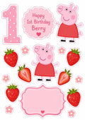 Pink pig edible cake topper design 18, available in wafer paper or icing sheet.