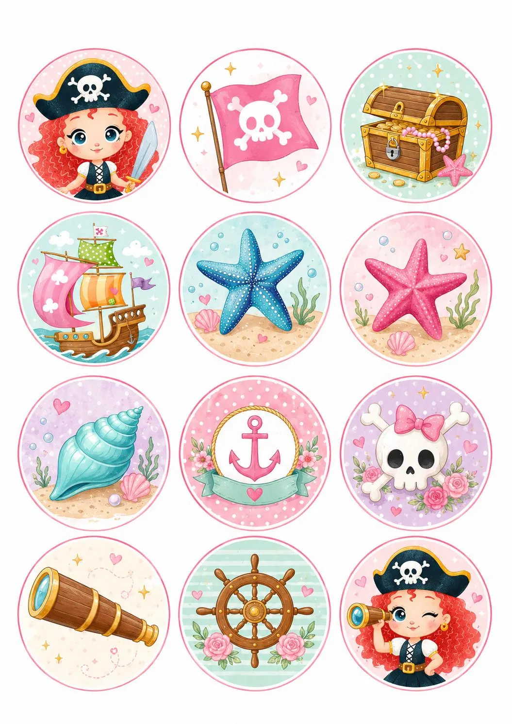 Pirate edible cake topper design 1, available in wafer paper or icing sheet.