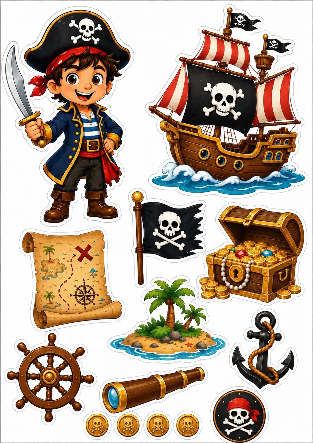 Pirate edible cake topper design 4, available in wafer paper or icing sheet.