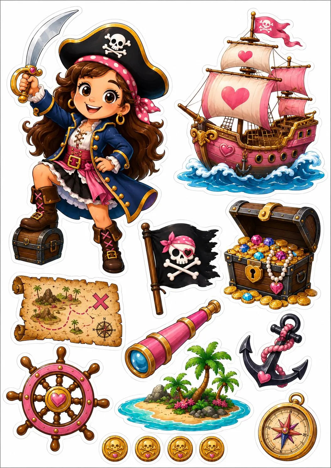 Pirate edible cake topper design 9, available in wafer paper or icing sheet.