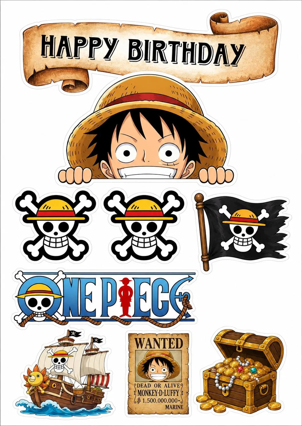 Pirate edible cake topper design 11, available in wafer paper or icing sheet.