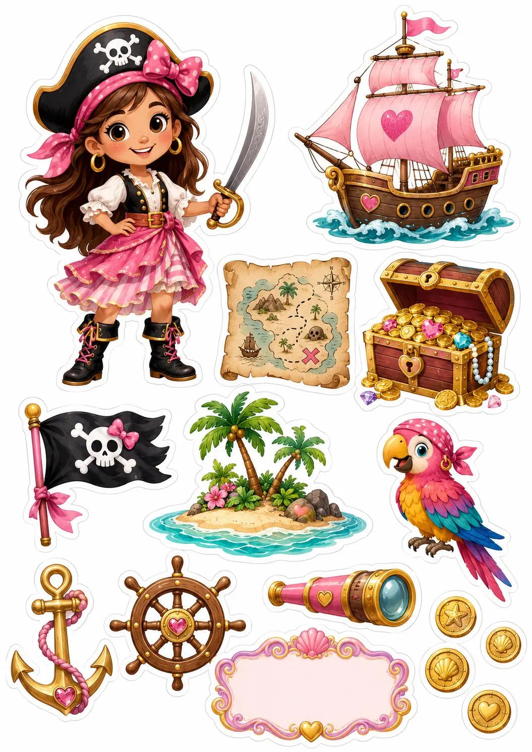 Pirate edible cake topper design 14, available in wafer paper or icing sheet.