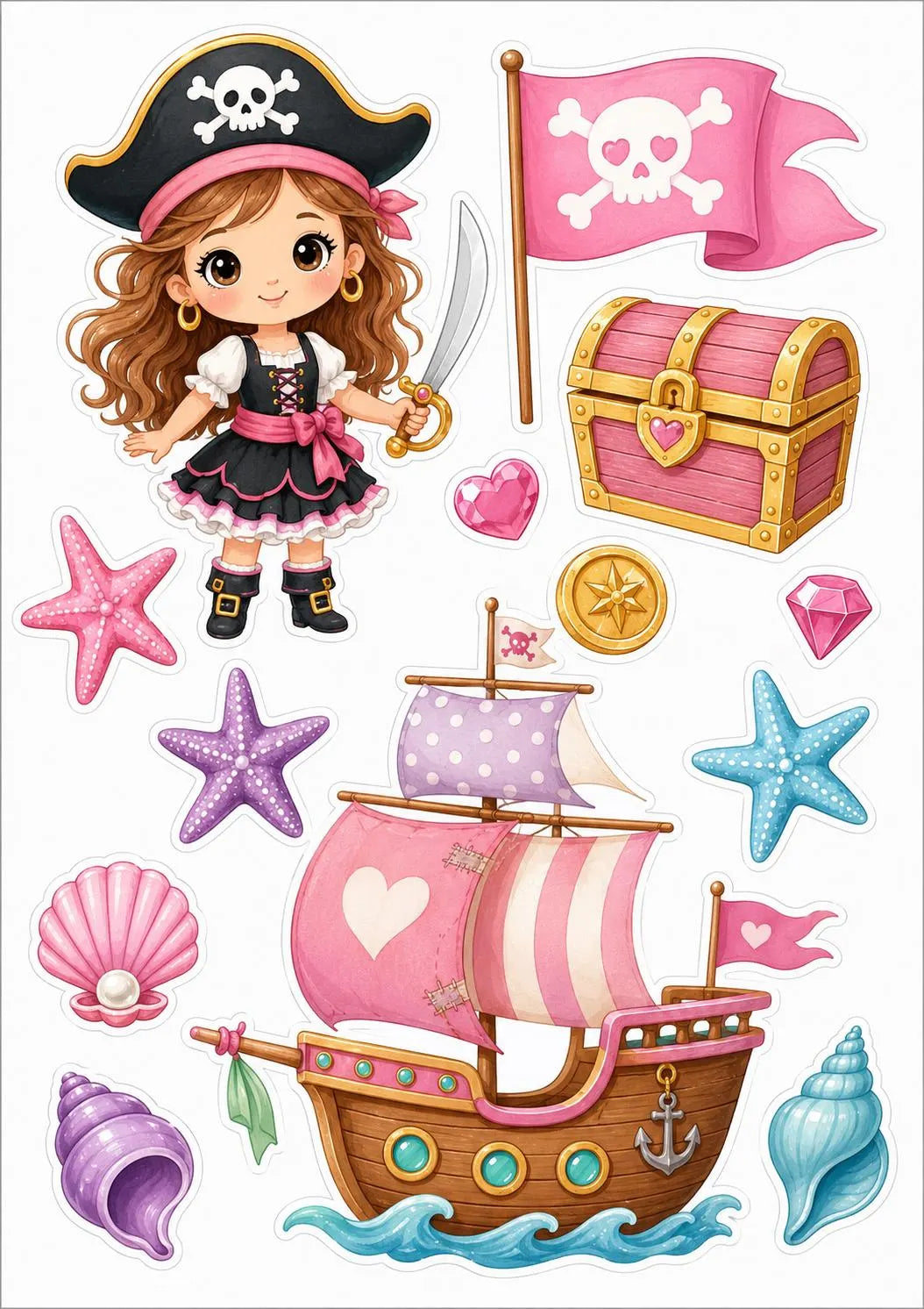Pirate edible cake topper design 15, available in wafer paper or icing sheet.