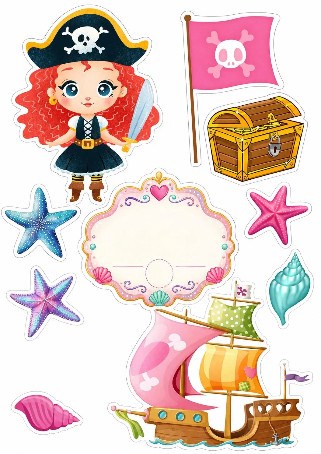 Pirate edible cake topper design 16, available in wafer paper or icing sheet.