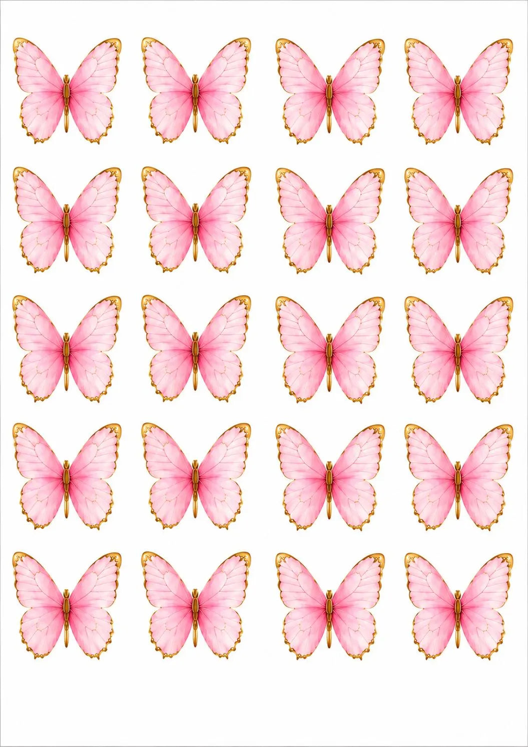 Edible precut wafer butterflies for wedding cake decorating.