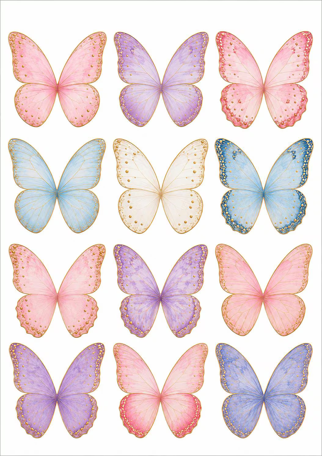 Lightweight wafer paper butterfly cake decorations.