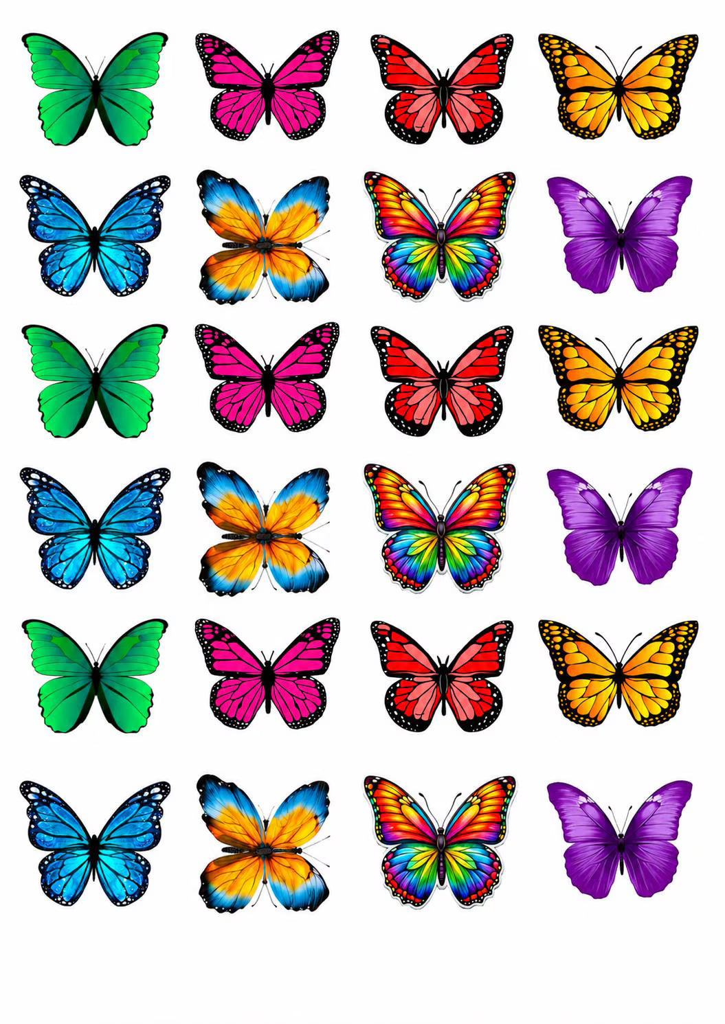 Edible wafer butterfly decorations for party cakes.