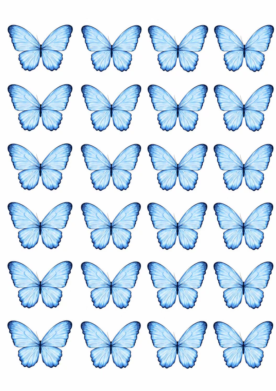 Edible butterfly cake decorations in wafer paper.