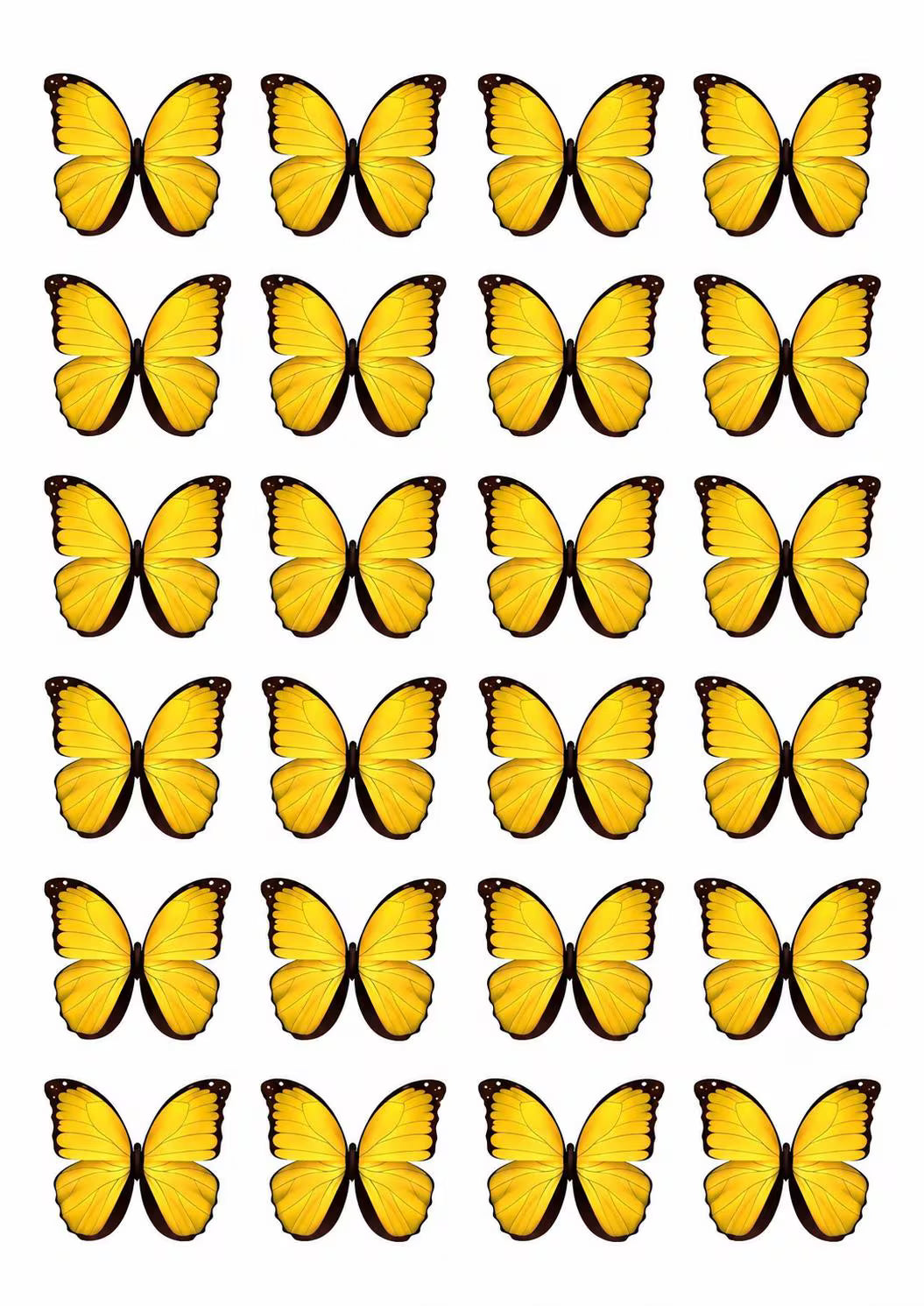 Precut wafer butterfly designs for birthday cakes.