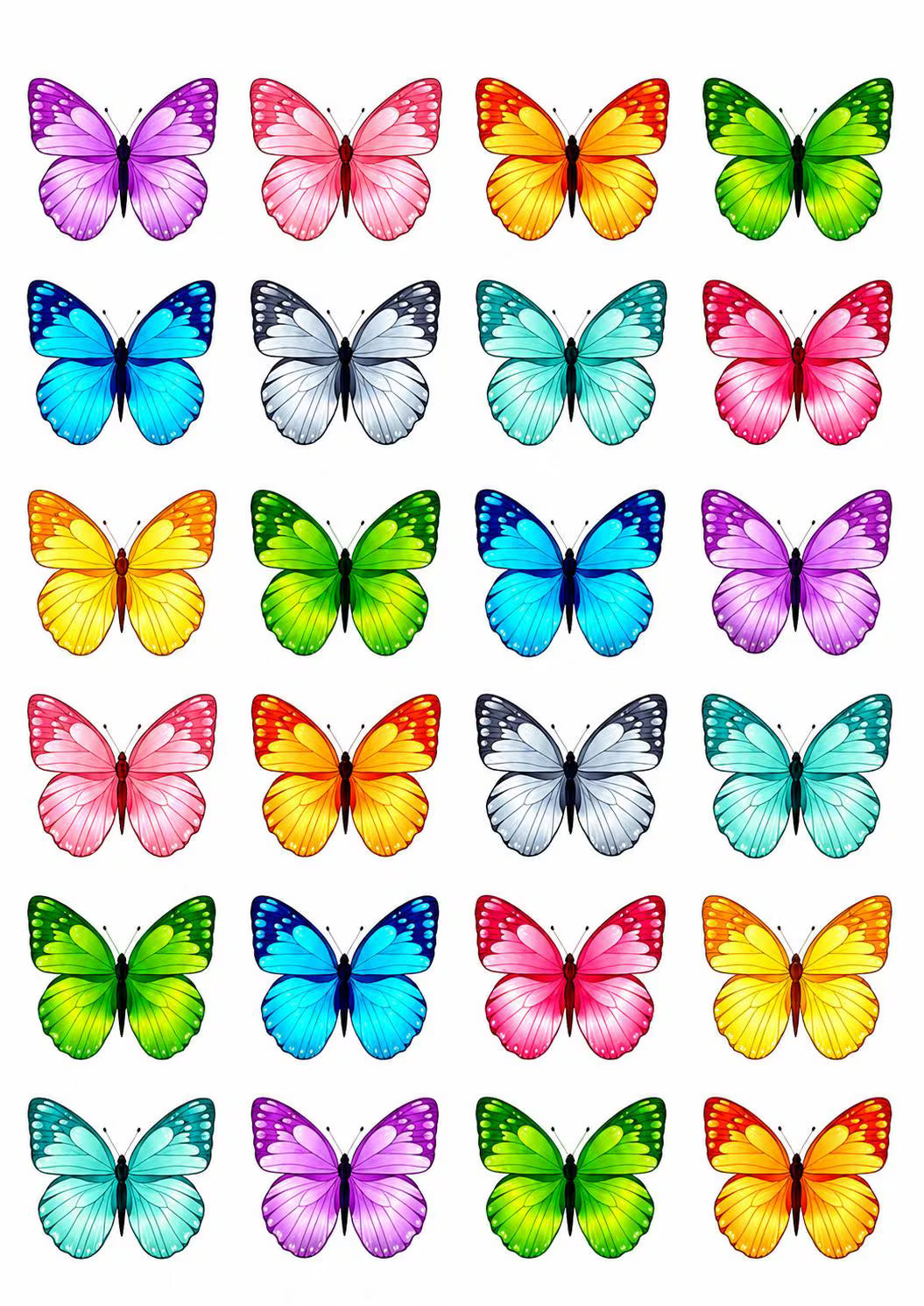 Wafer paper butterfly cake toppers for celebrations.