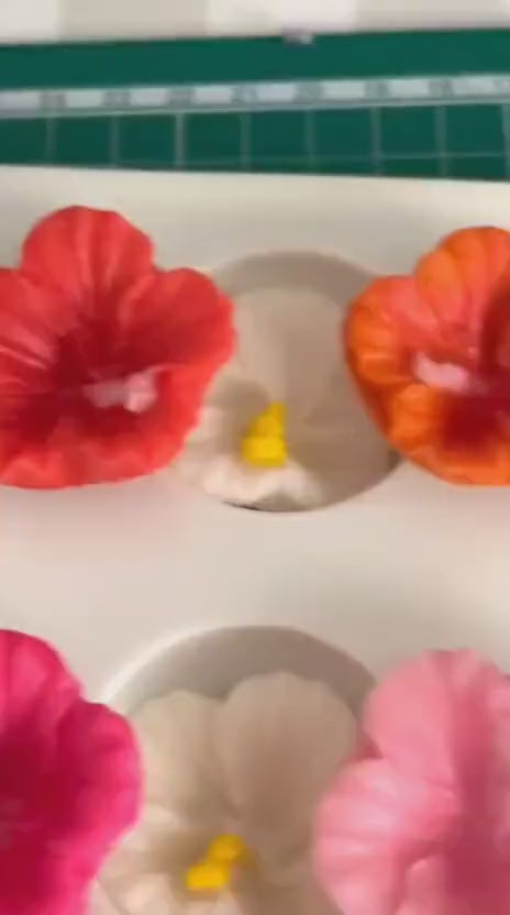 Tropical Hibiscus Edible Sugar Flowers - Hawaiian Cake Decorations