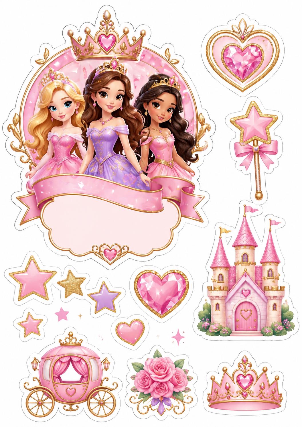 Princess edible cake topper design 10, available in wafer paper or icing sheet.