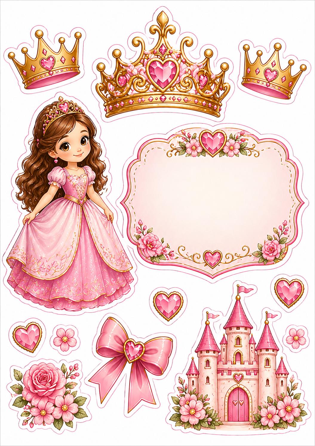 Princess edible cake topper design 14, available in wafer paper or icing sheet.
