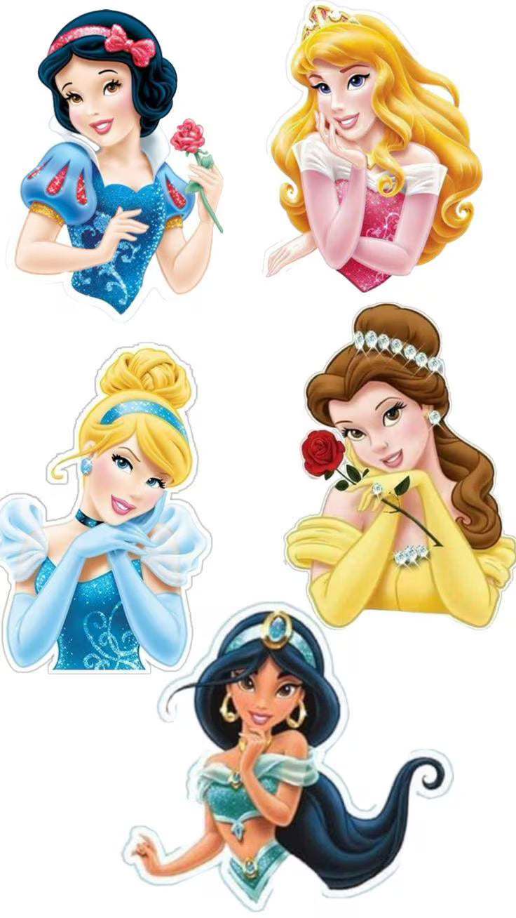 Princess edible cake topper design 15, available in wafer paper or icing sheet.