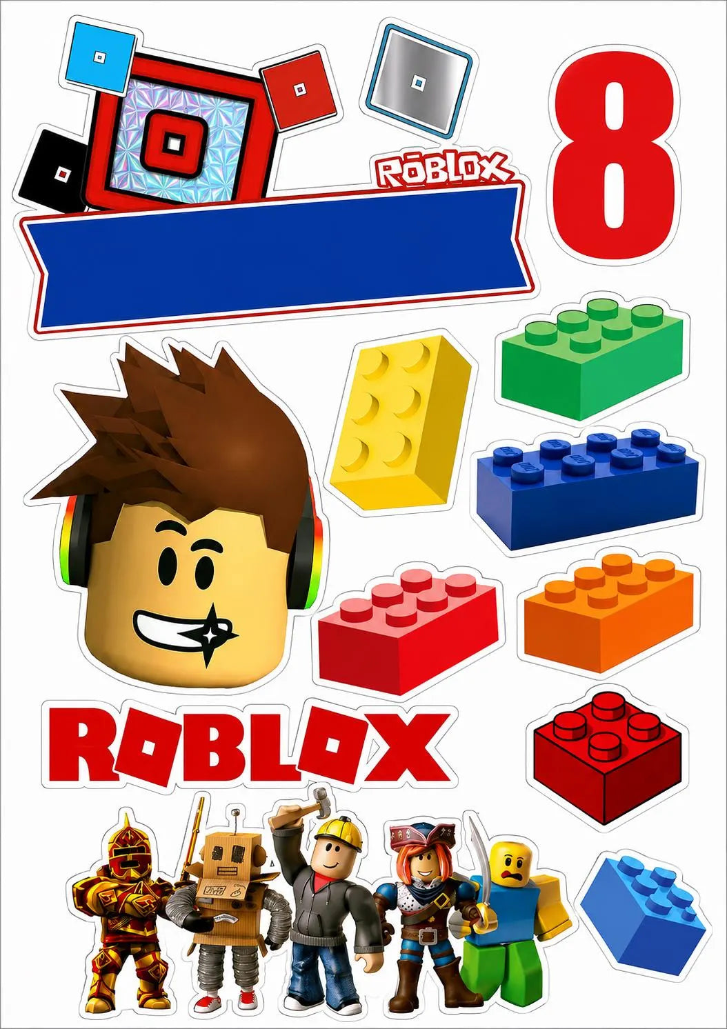 Roblox edible cake topper design 1, available in wafer paper or icing sheet.
