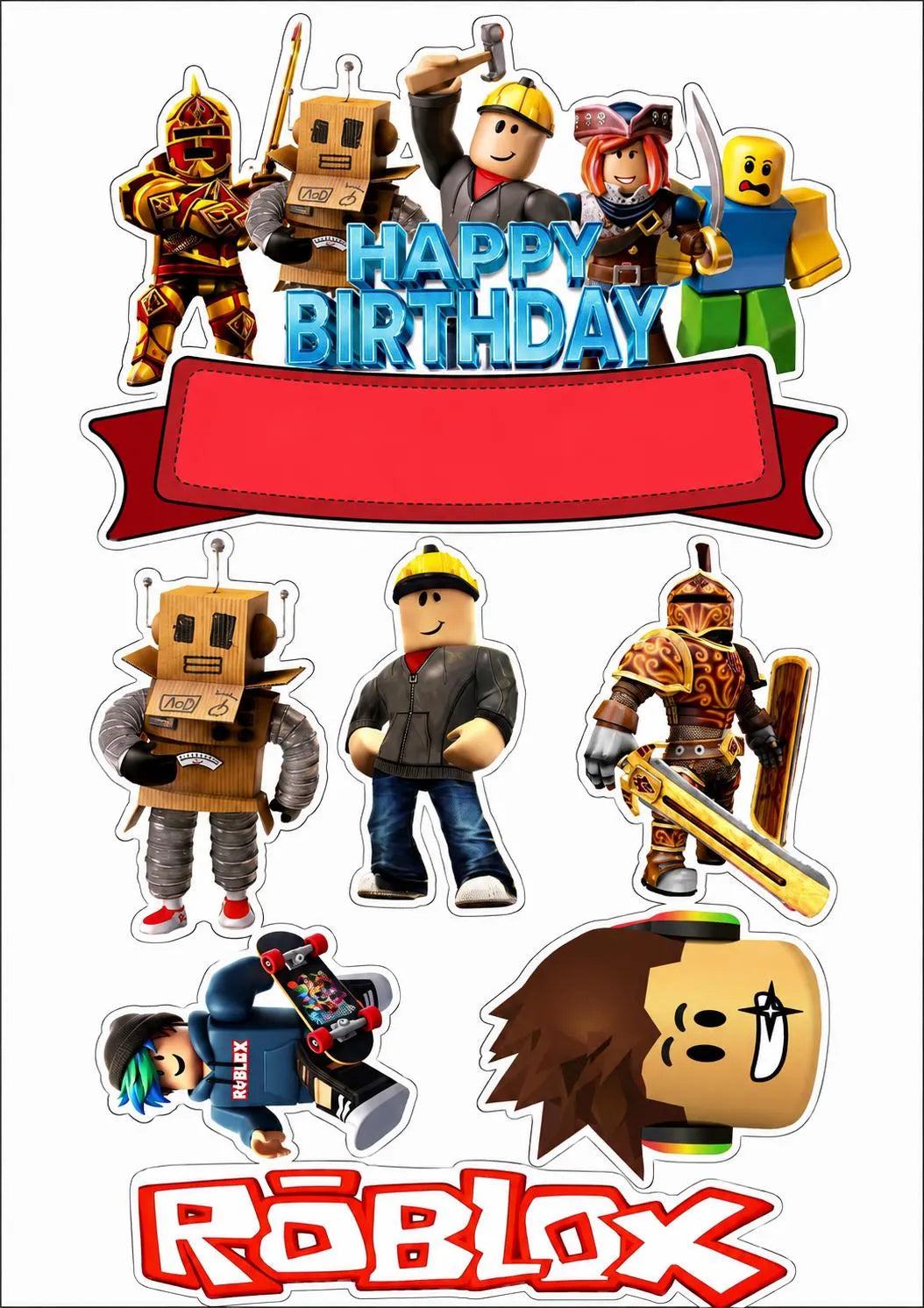 Roblox edible cake topper design 4, available in wafer paper or icing sheet.