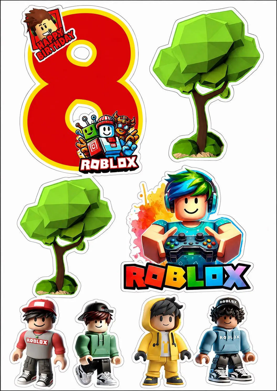 Roblox edible cake topper design 13, available in wafer paper or icing sheet.