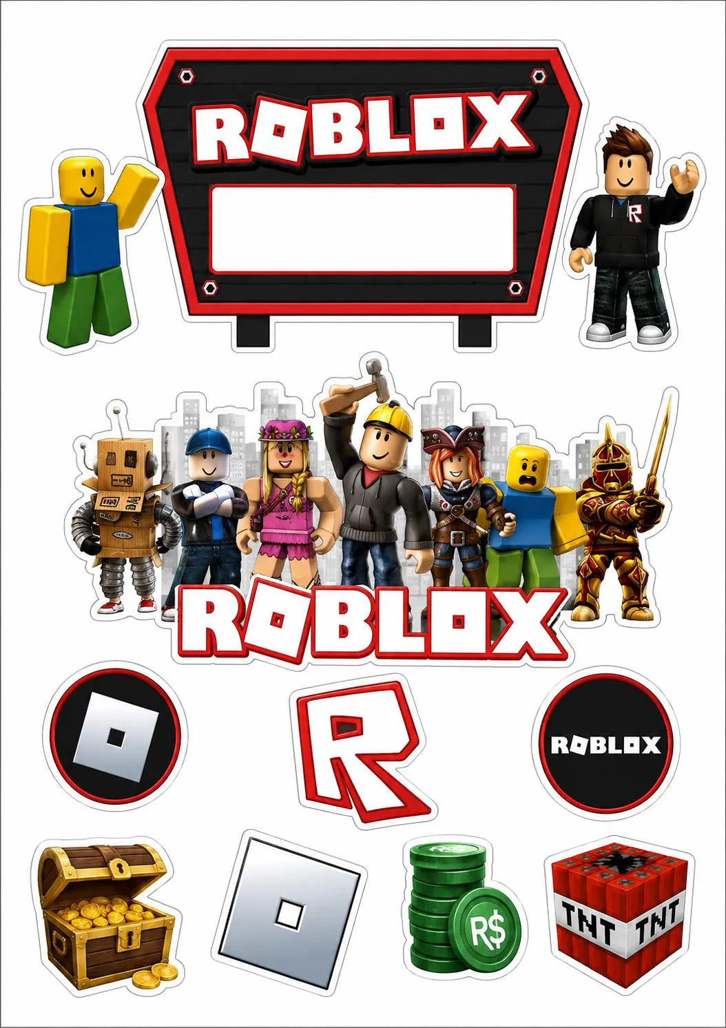 Roblox edible cake topper design 14, available in wafer paper or icing sheet.