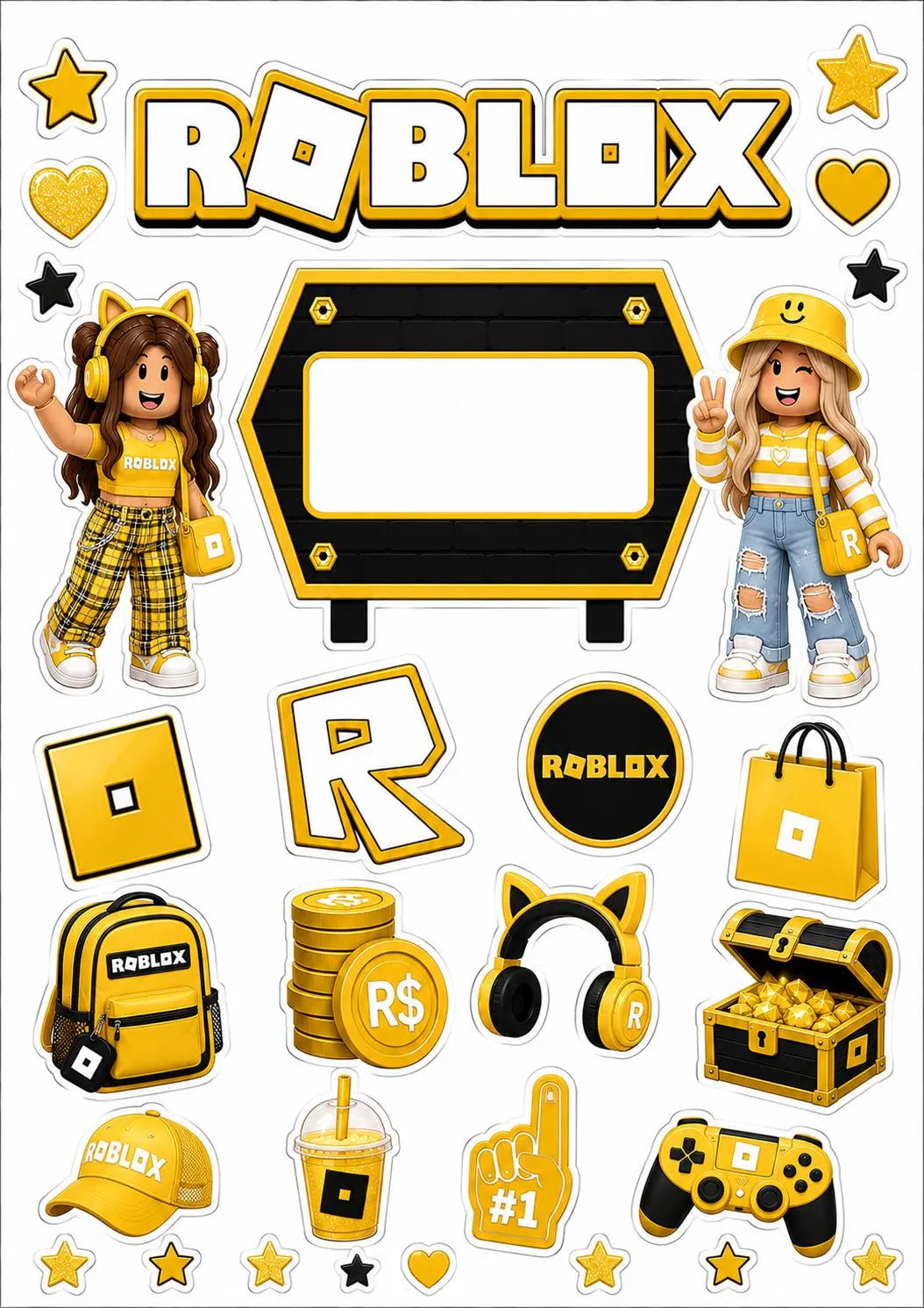 Roblox edible cake topper design 16, available in wafer paper or icing sheet.