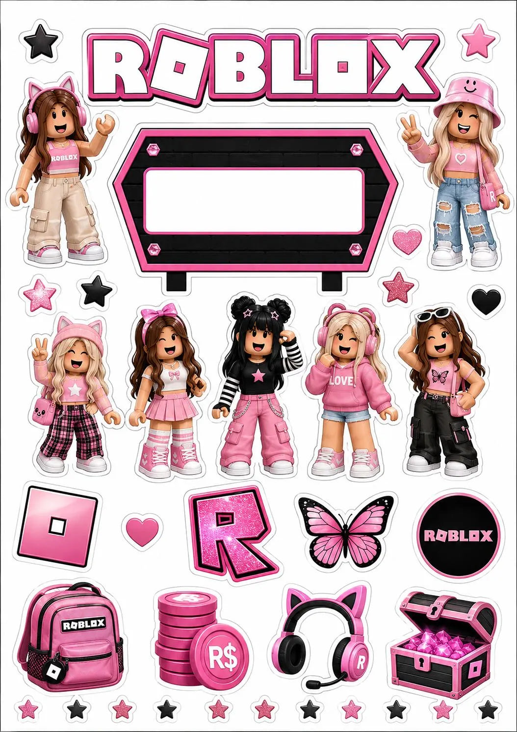 Roblox edible cake topper design 17, available in wafer paper or icing sheet.