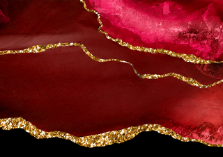 Design 2 – Ruby Red Marble & Gold Edible Cake Wrap –Edible Luxury Burgundy Cake Border
