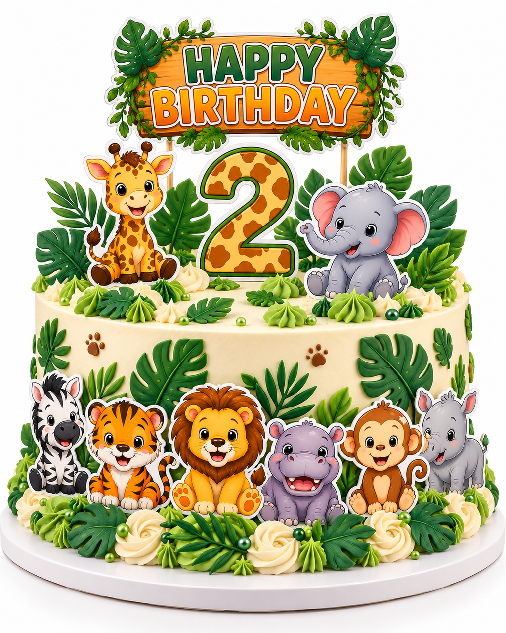 Safari animals edible cake topper design 1, available in wafer paper or icing sheet.