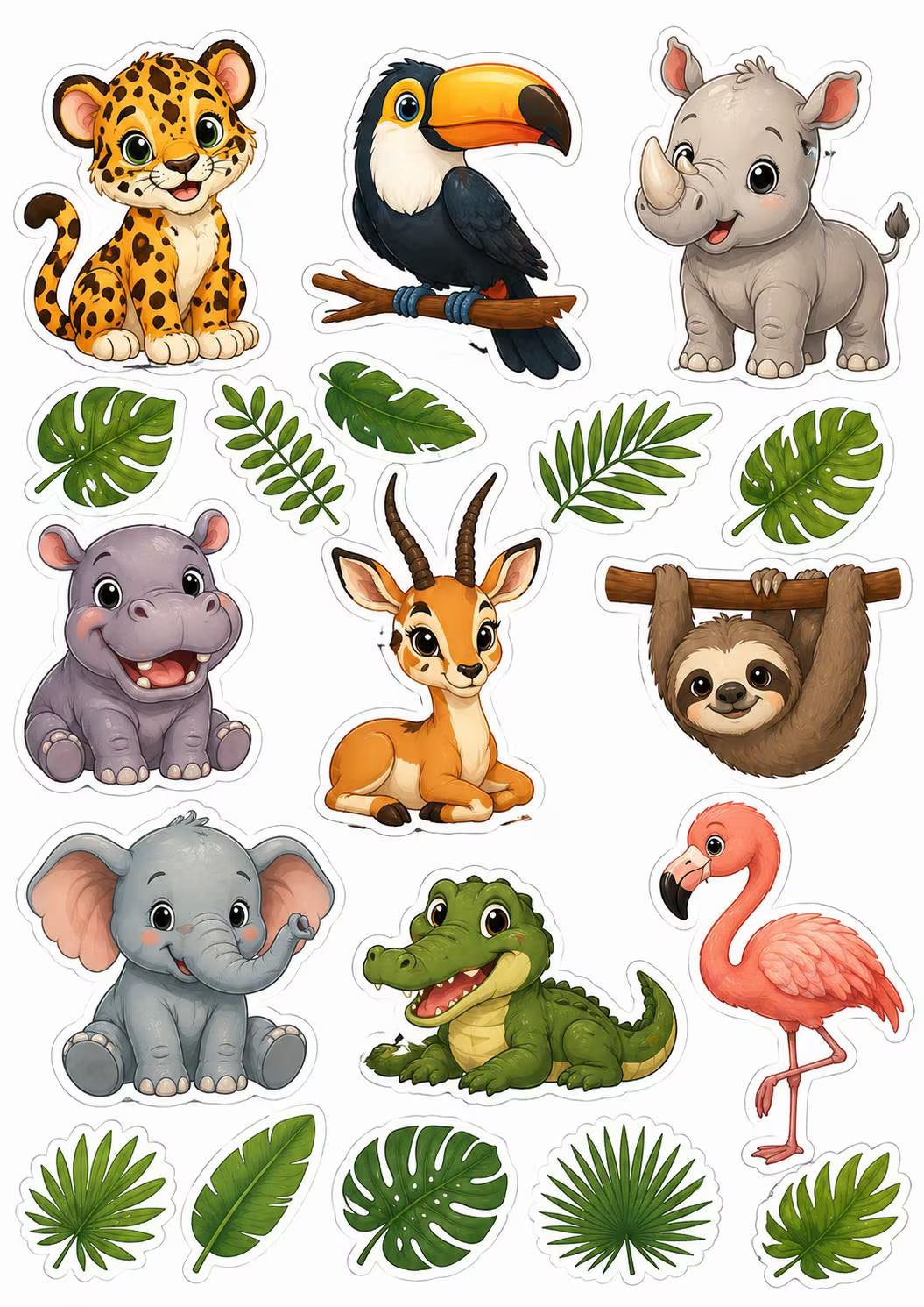 Safari animals edible cake topper design 9, available in wafer paper or icing sheet.