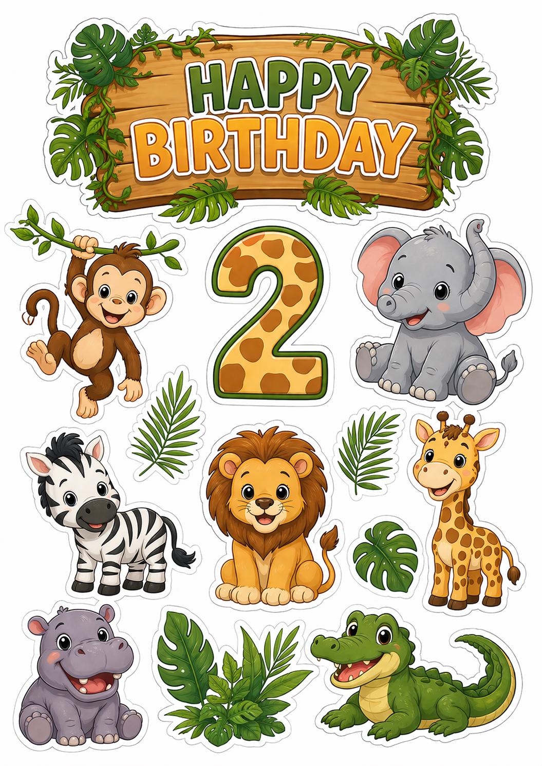 Safari animals edible cake topper design 12, available in wafer paper or icing sheet.