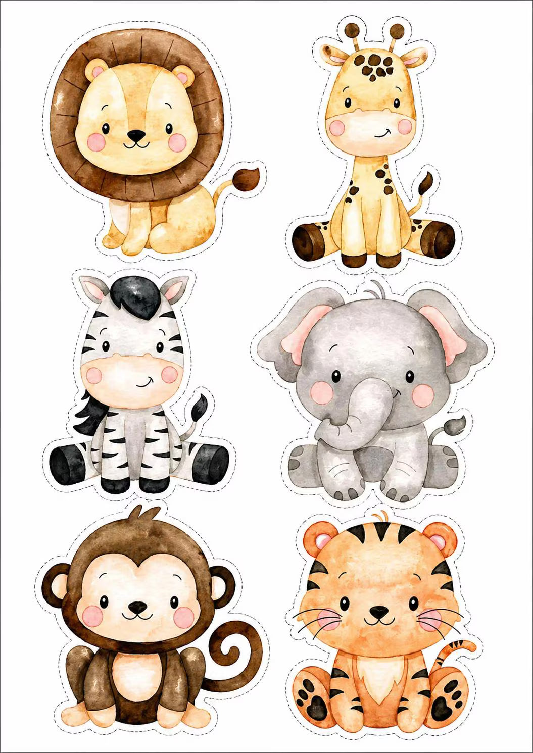 Safari animals edible cake topper design 18, available in wafer paper or icing sheet.