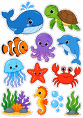 Under the Sea Edible Cake Toppers / Ocean Animals Cake Topper