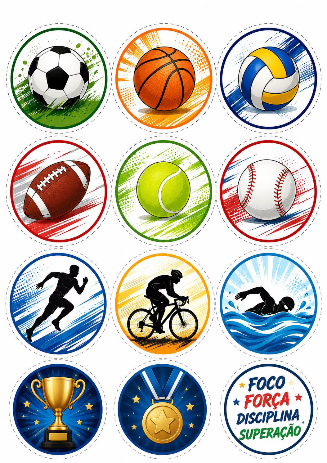 Sport edible cake topper design 4, available in wafer paper or icing sheet.