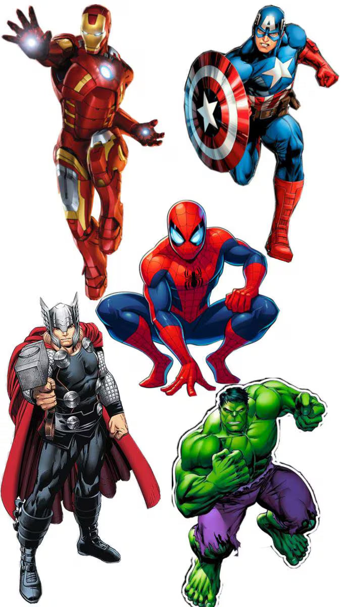 Superhero edible cake topper design 1, available in wafer paper or icing sheet.