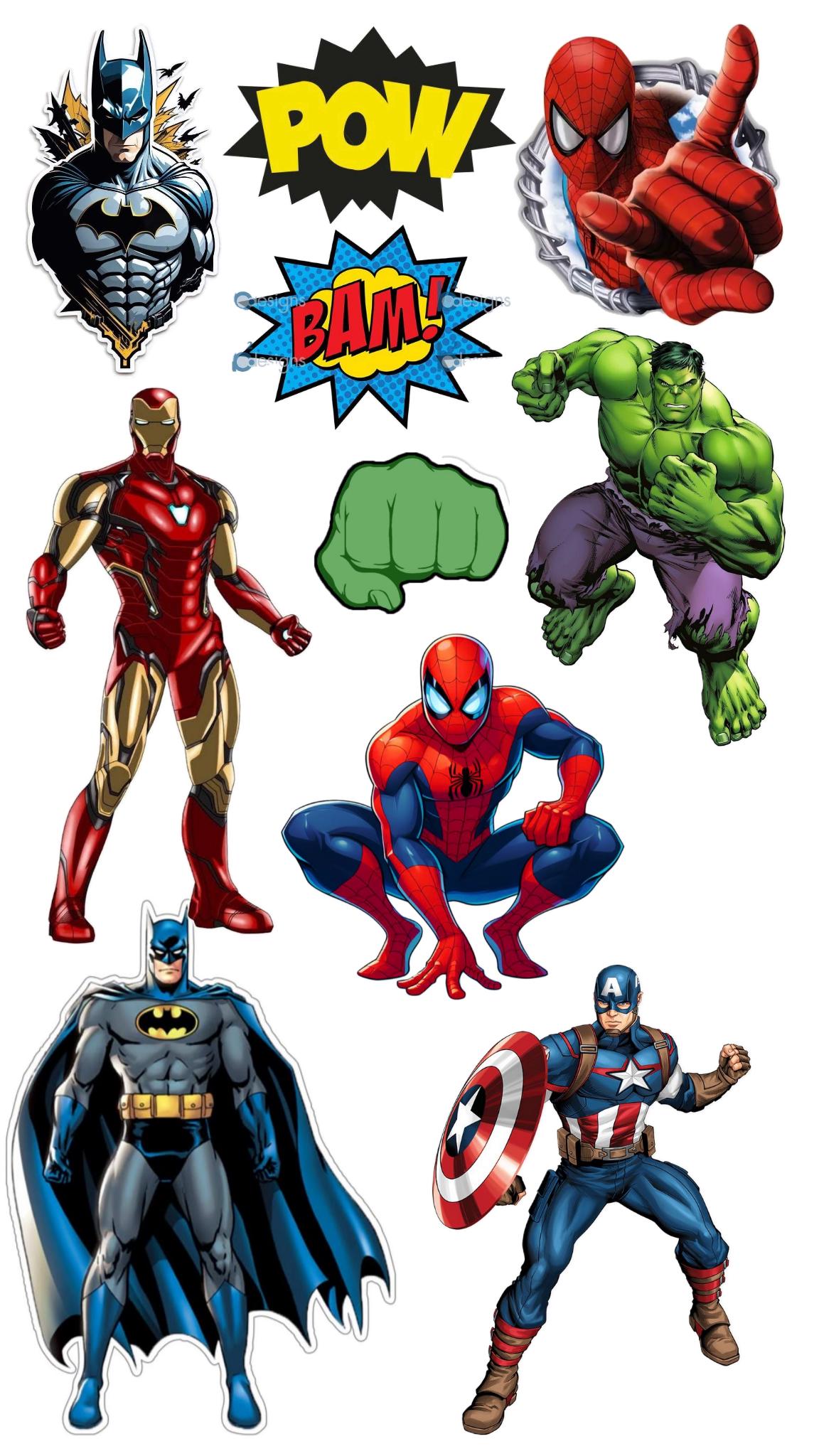 Superhero edible cake topper design 5, available in wafer paper or icing sheet.