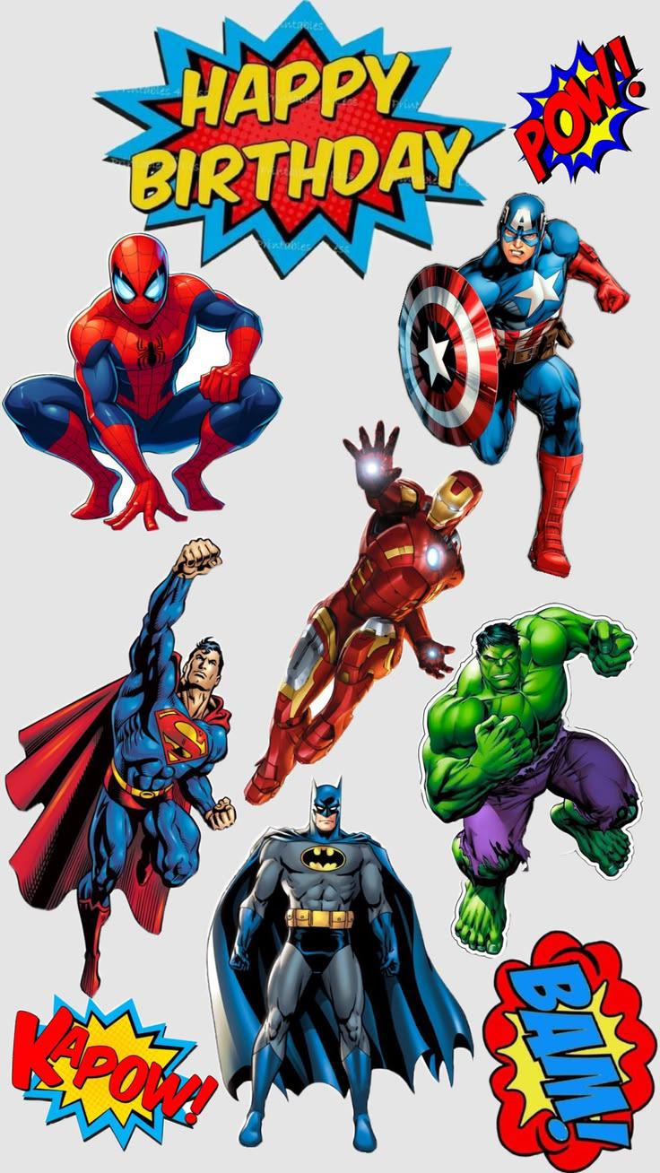 Superhero edible cake topper design 13, available in wafer paper or icing sheet.