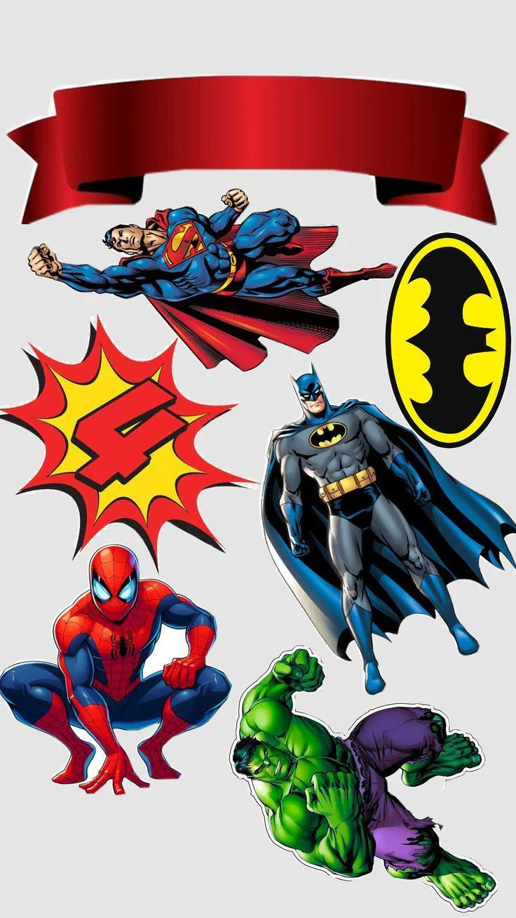 Superhero edible cake topper design 14, available in wafer paper or icing sheet.
