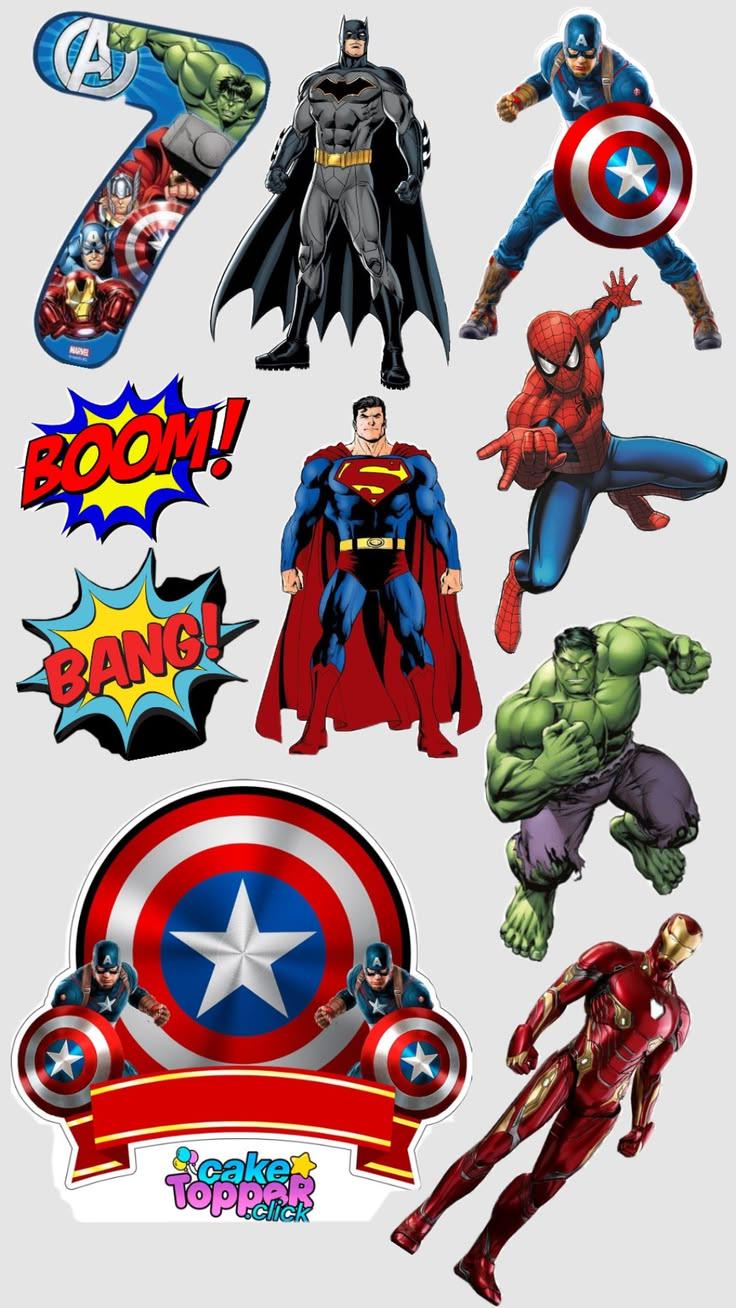 Superhero edible cake topper design 15, available in wafer paper or icing sheet.