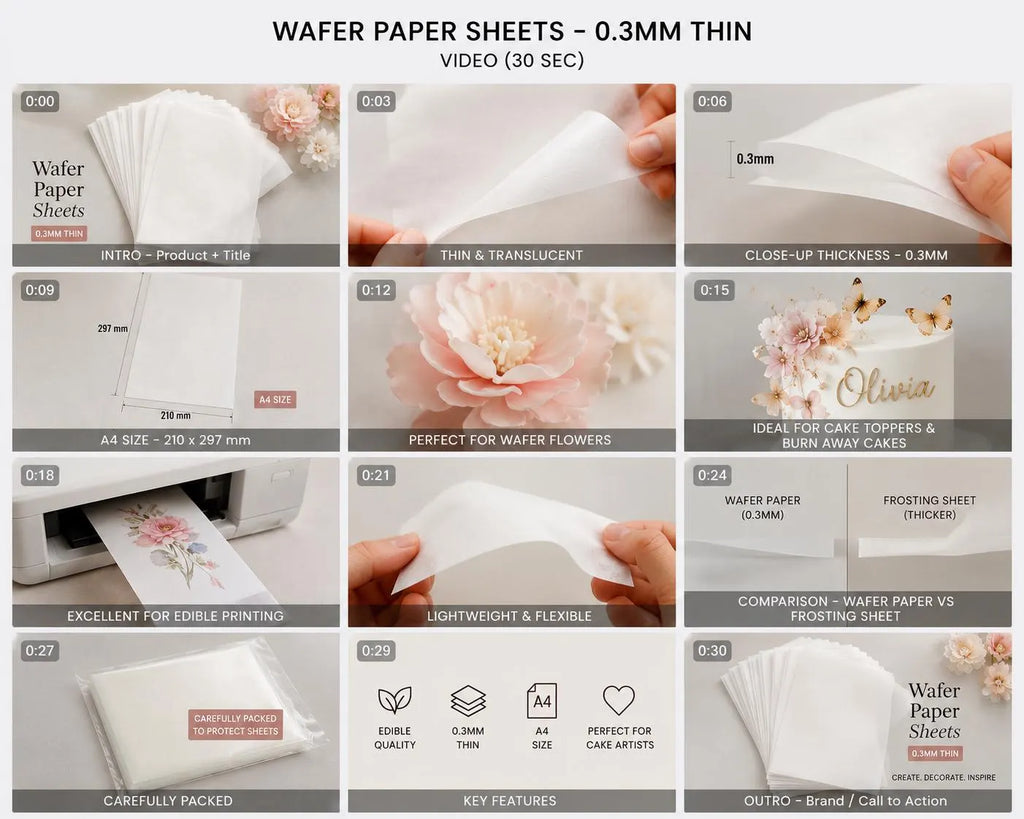 A4 thin edible wafer paper sheets for cake toppers, wafer flowers and edible printing, image 2.