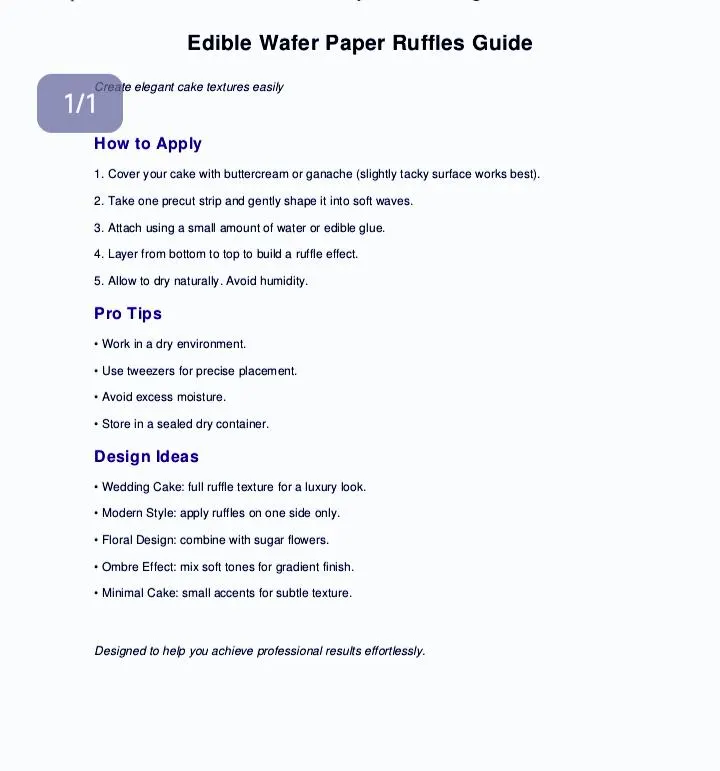 Edible wafer paper ruffles for creative cake decorating and layered designs.