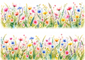 Design 1: two coordinating floral watercolor cake wrap strips on an A4 landscape edible sheet, separated by approximately 1 cm
