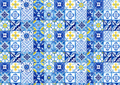 Flat blue and white Italian tile pattern for an edible cake wrap