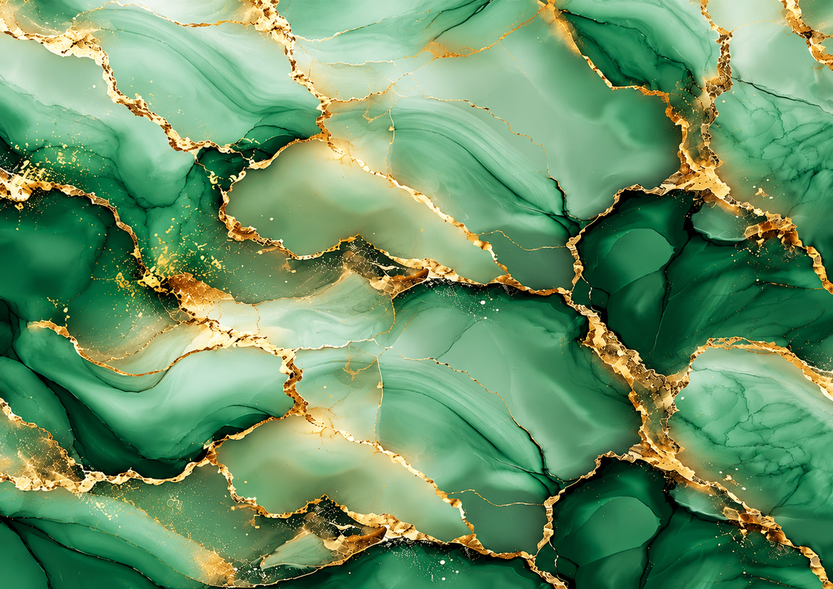 Emerald Marble & Gold Edible Cake Wrap – Luxury Green A4 Cake Border